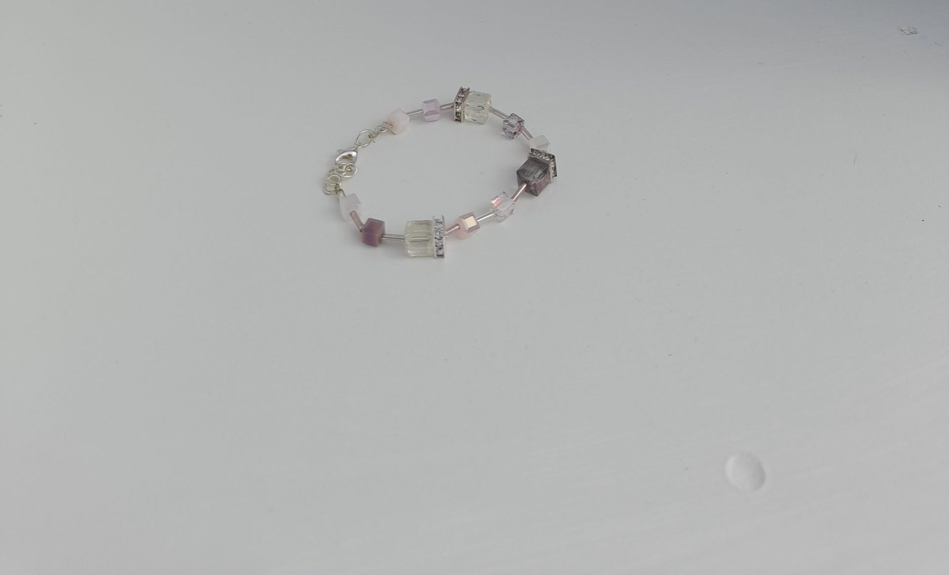 Crystal cube and glass beaded bracelet