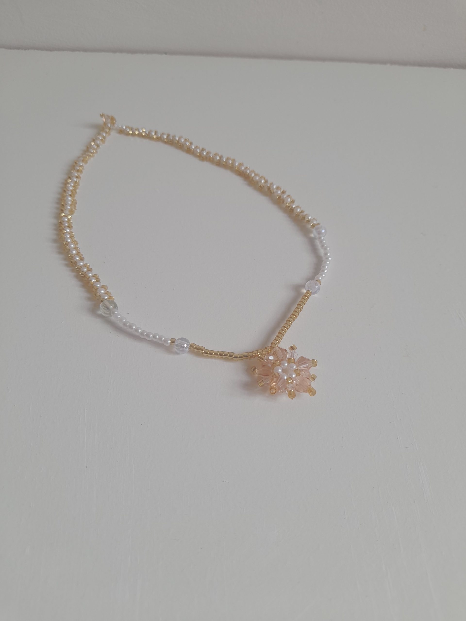 Peach Flower Bead Necklace