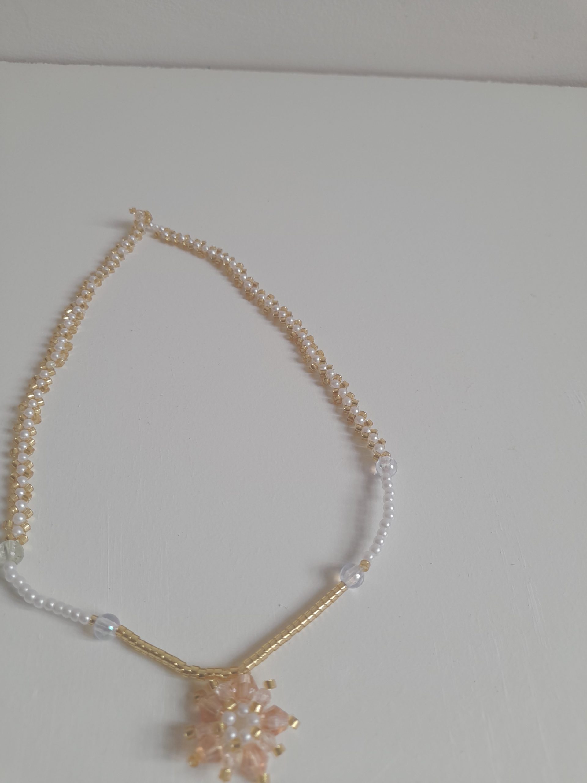 Peach Flower Bead Necklace