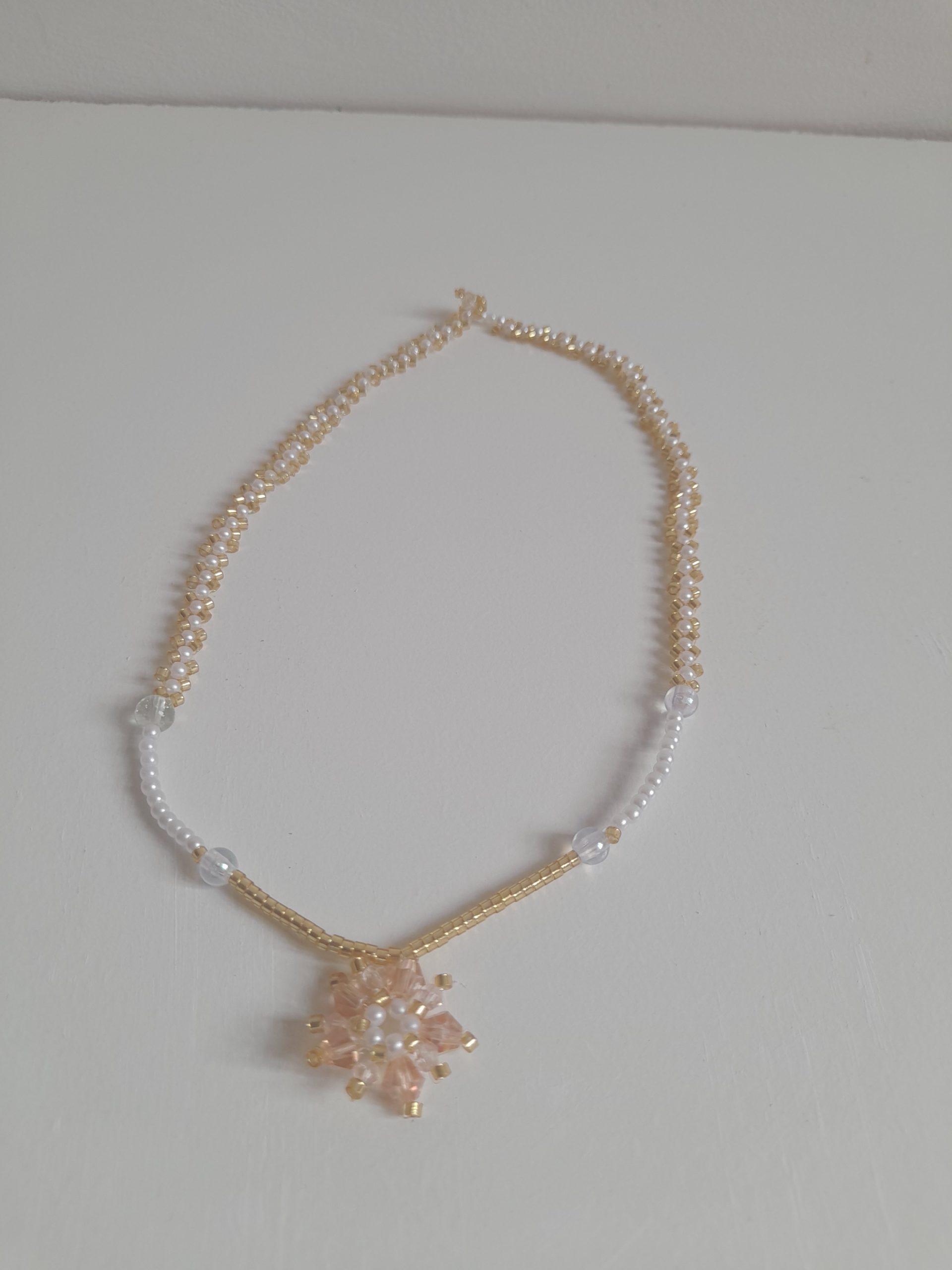 Peach Flower Bead Necklace