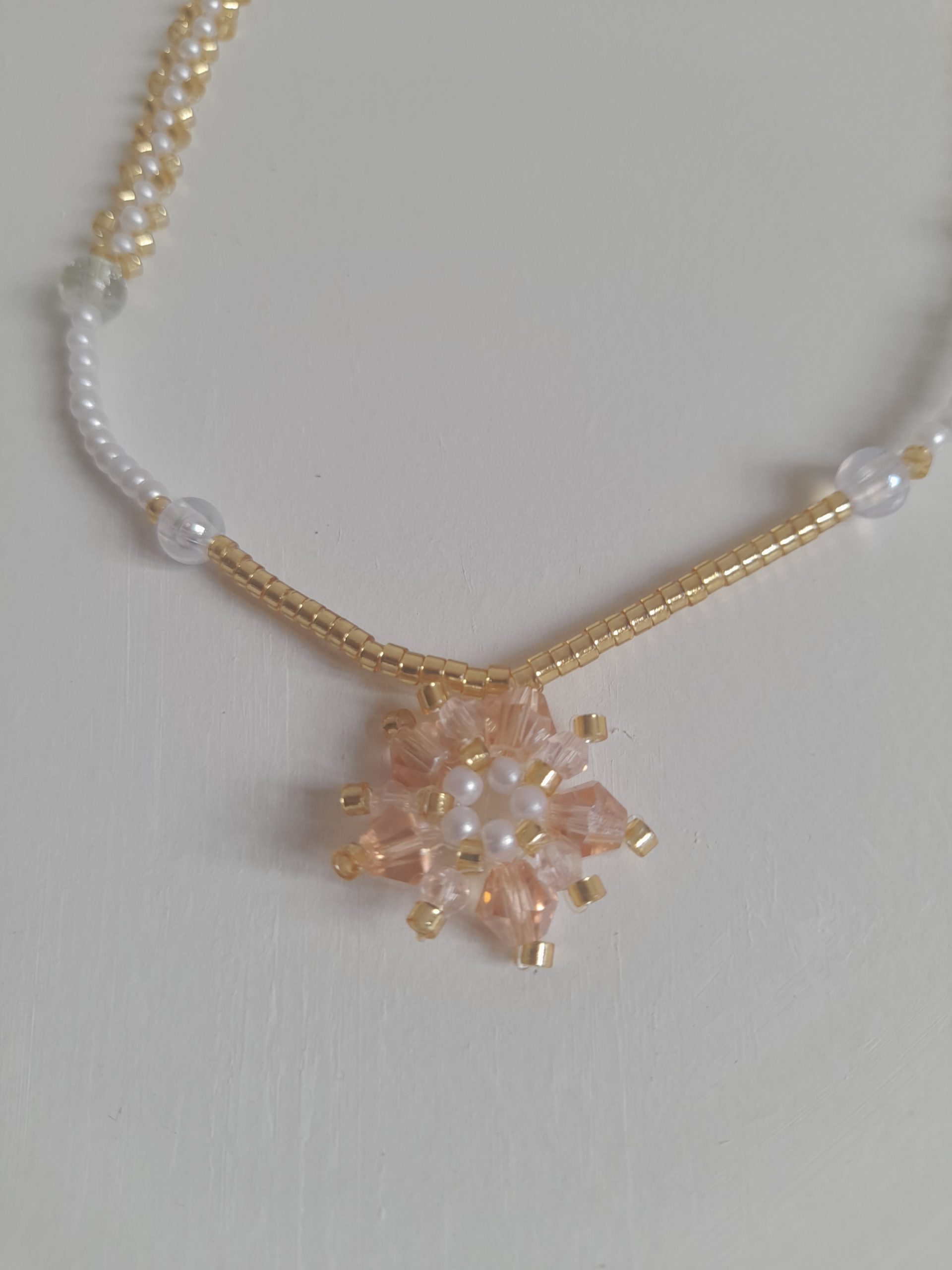 Peach Flower Bead Necklace
