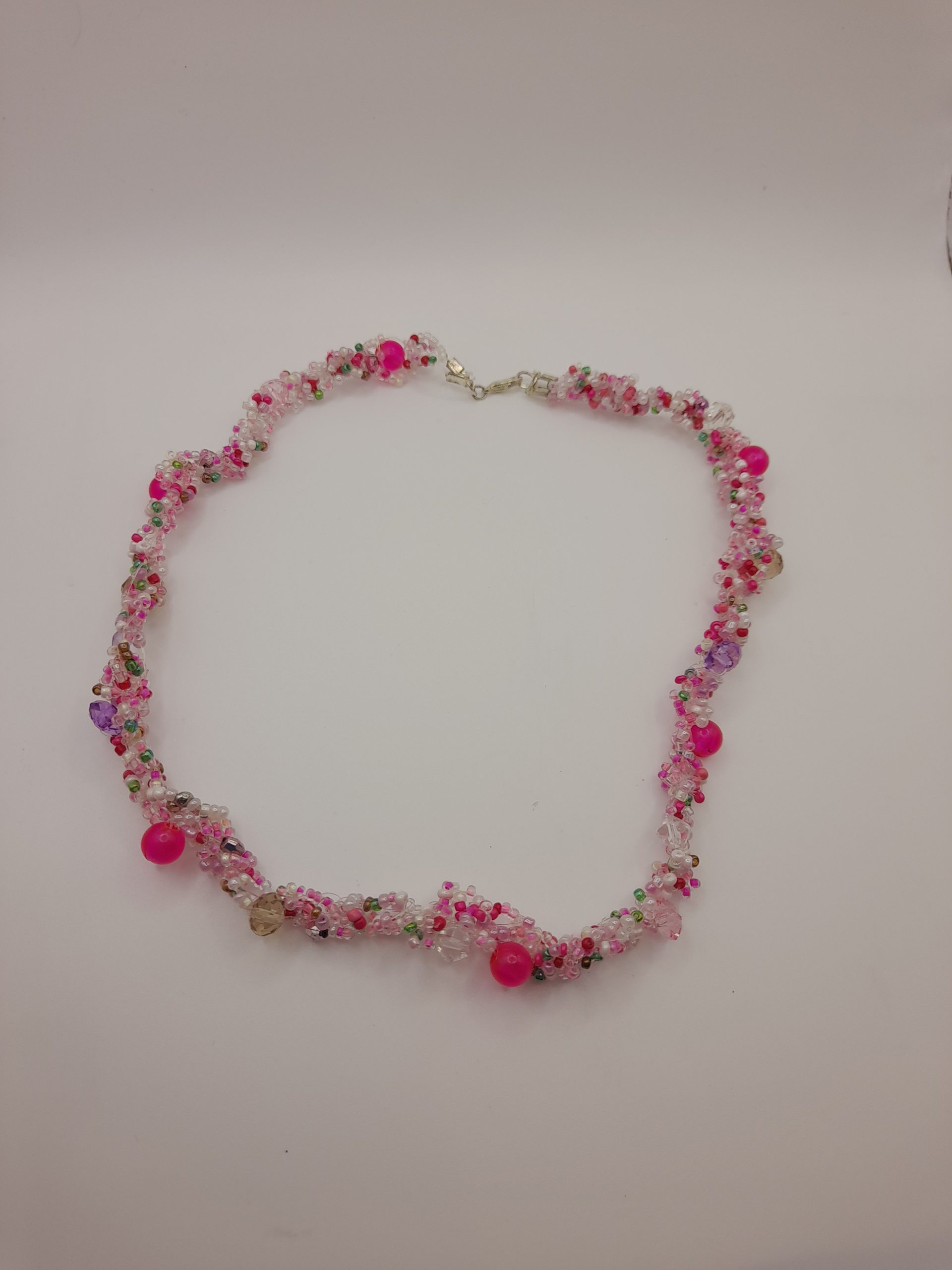 Pink Beaded Crystal Necklace - Image 5