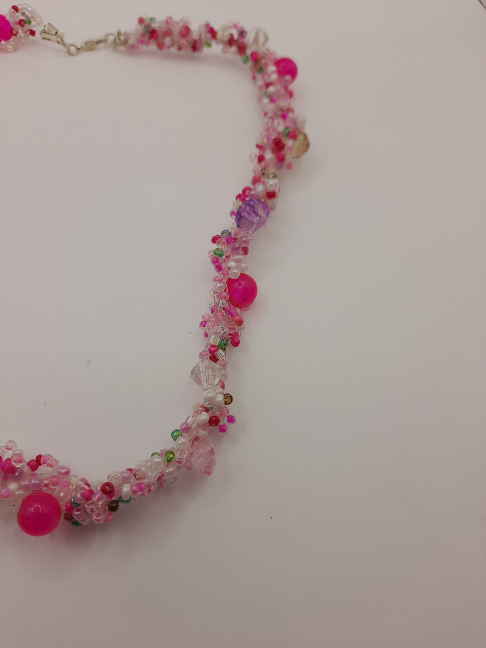 Pink Beaded Crystal Necklace - Image 4