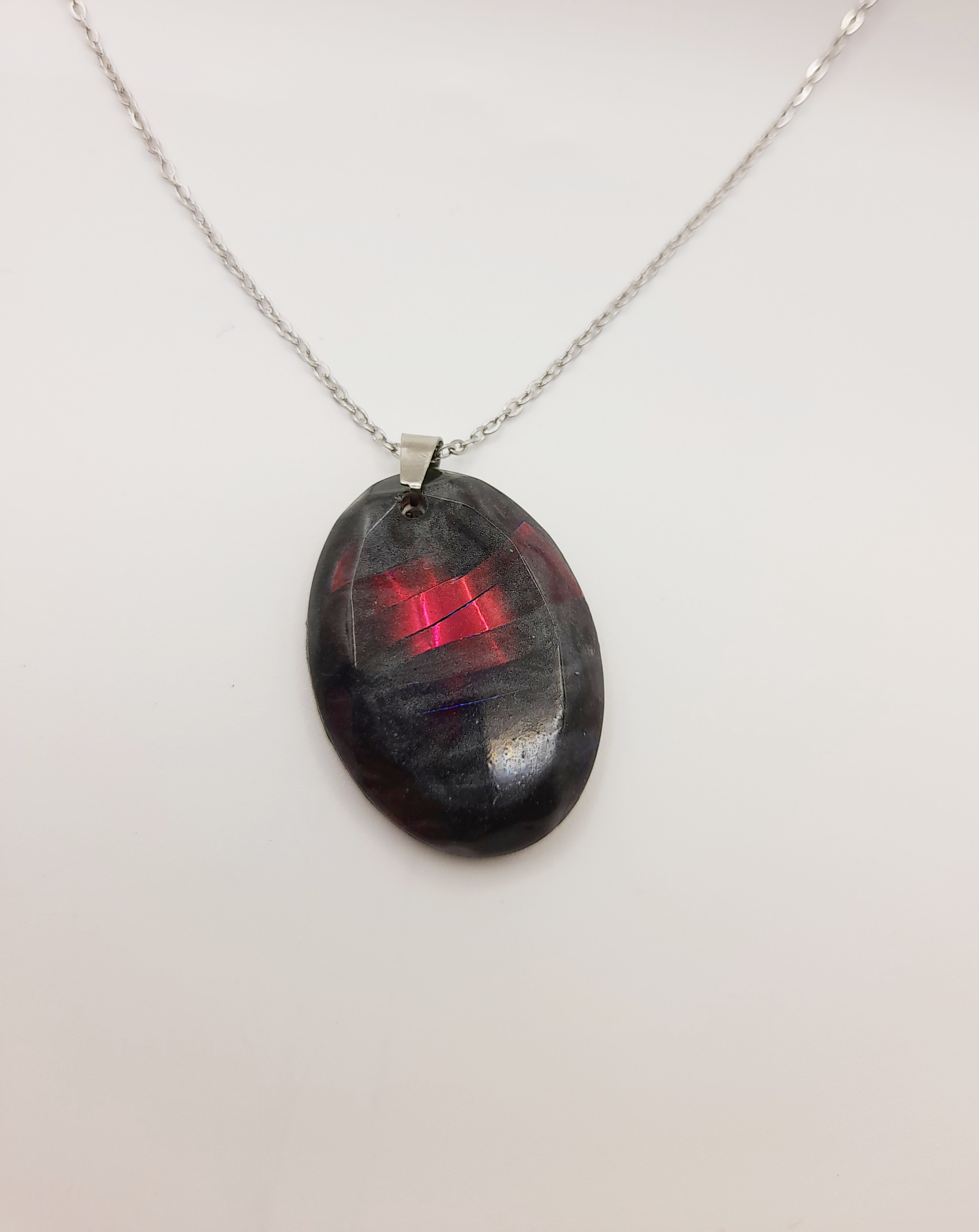 Midnight Ruby Resin Pendant