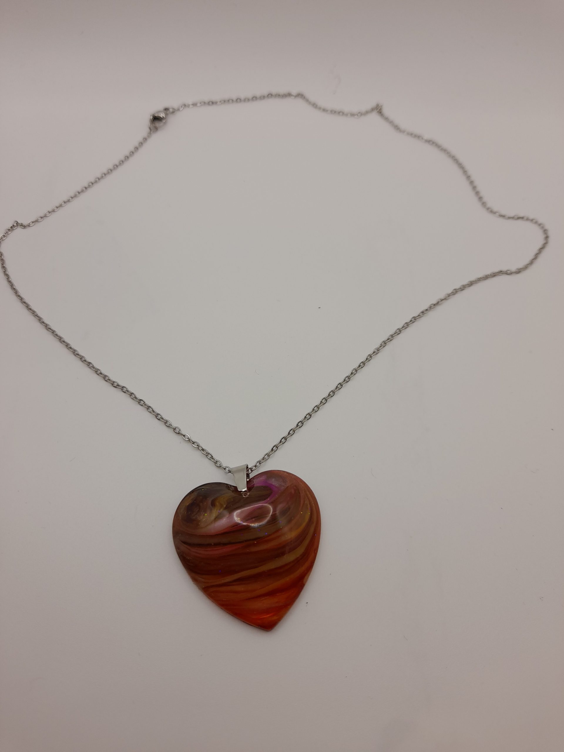 Layered Pink & Mocha Heart Pendant - Image 3