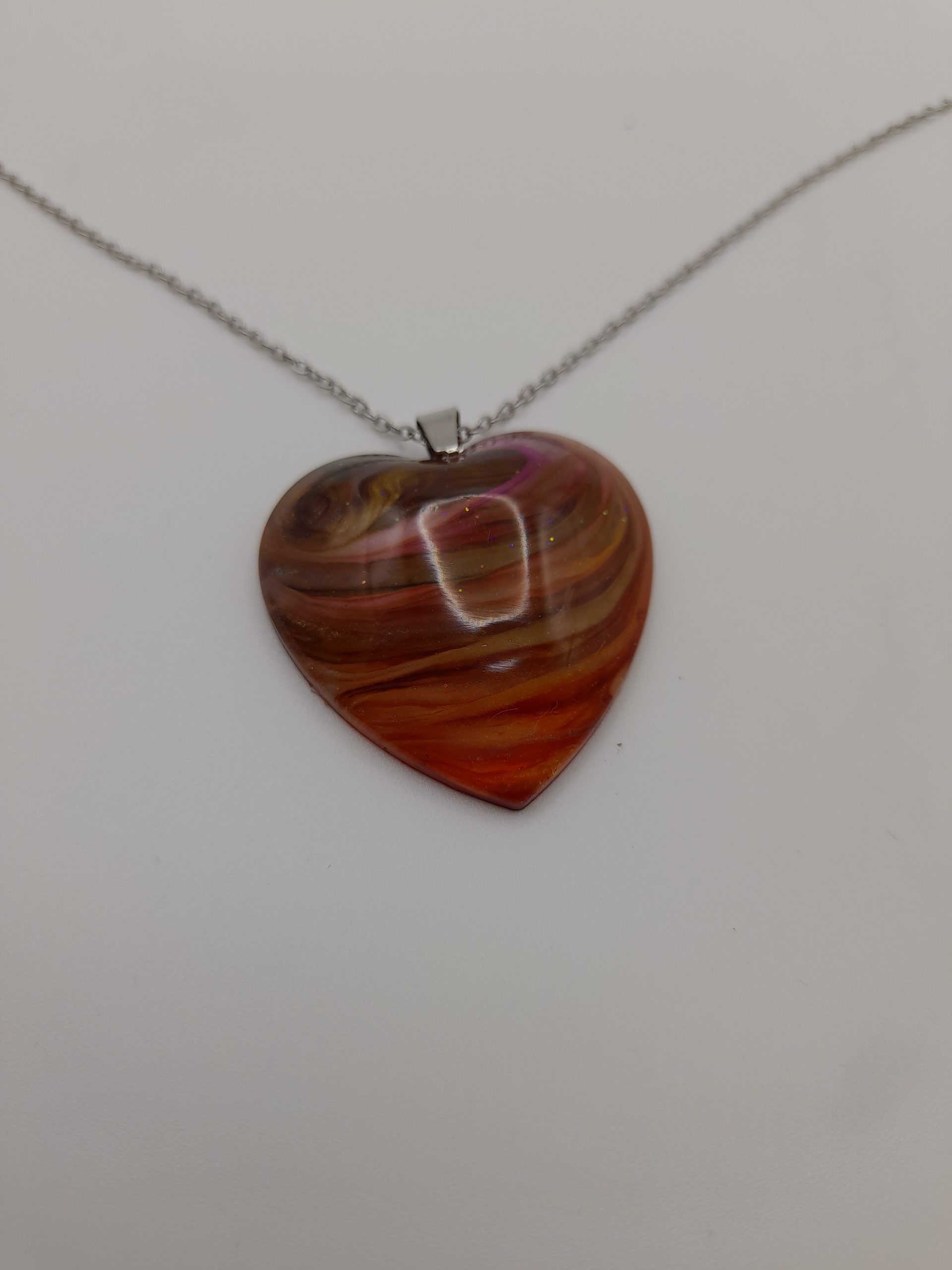 Layered Pink & Mocha Heart Pendant - Image 4