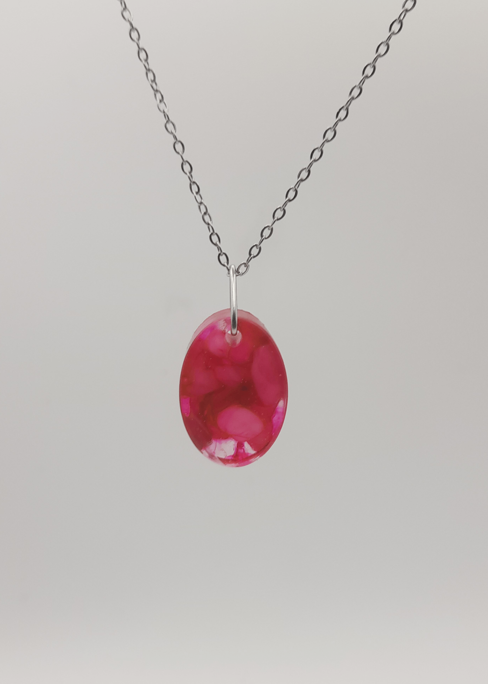 Pink Cloud Resin Oval Necklace