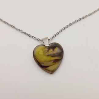 Brown & Cream Shimmer Cloud Effect Heart Pendant