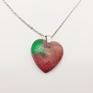 Red & Green Petri Effect Heart Pendant