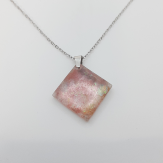 Pink Sparkle Pendant on Stainless Steel Necklace