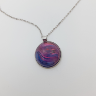 Purple Blue Layers Pendant on Stainless Steel chain