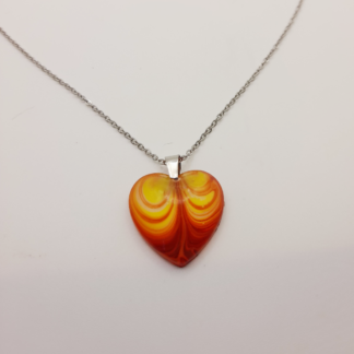 Yellow & Red Patterned Heart Pendant
