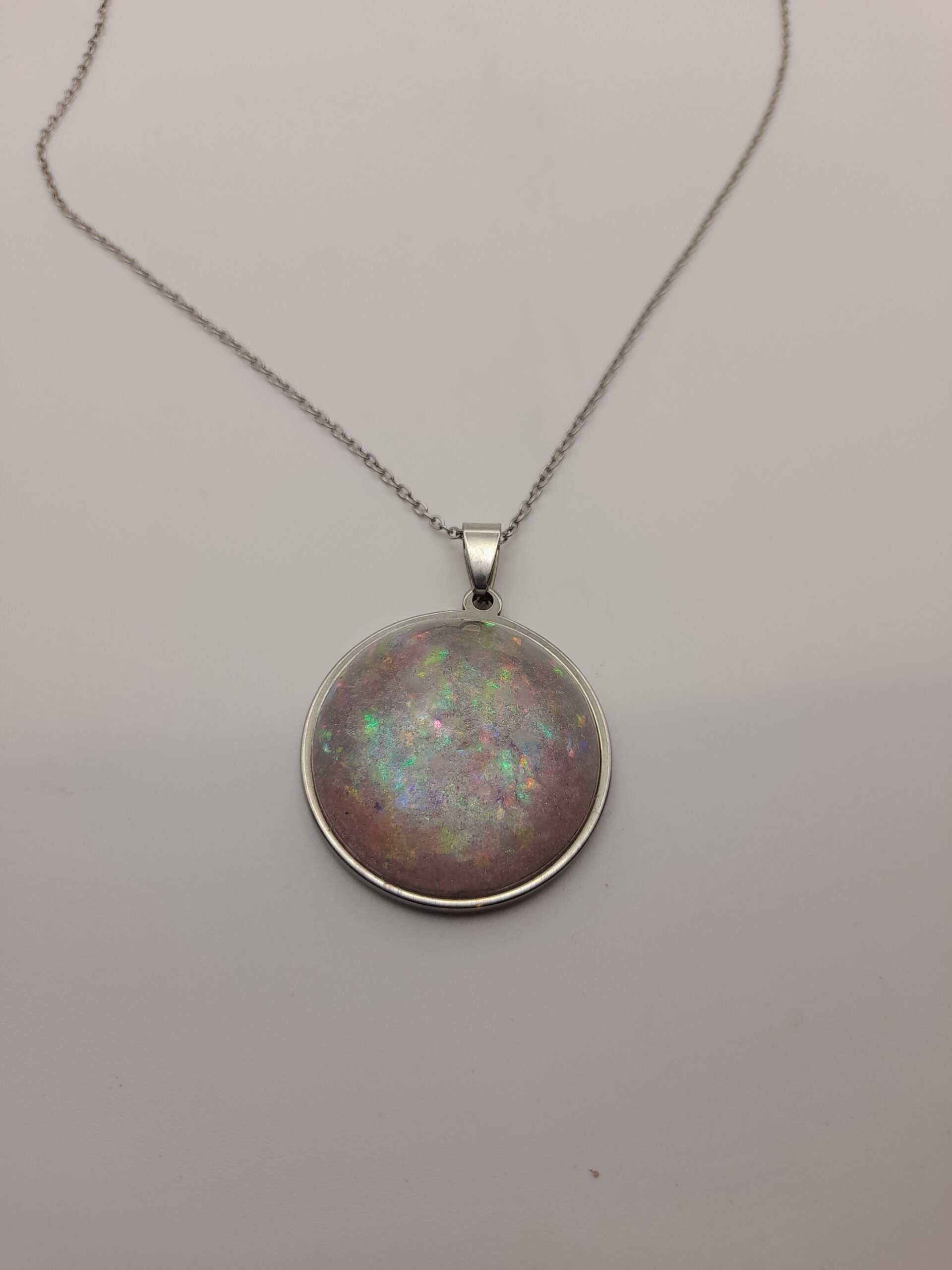 Blush pendant on a Stainless Steel Necklace