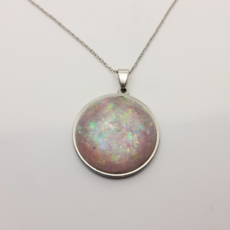 Blush Shimmer Pendant on a Stainless Steel Necklace