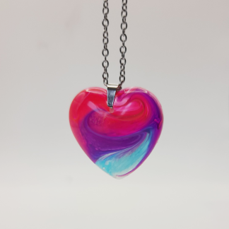 Aurora Heart Pendant on a Srtainless Steel Necklace